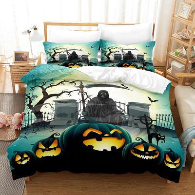 Halloween Kürbis Cartoon Bettbezug Kissenbezug Heim Bettwäscheset Lustige Kreative Bettdecken-Sets, Geschenke für Kinder