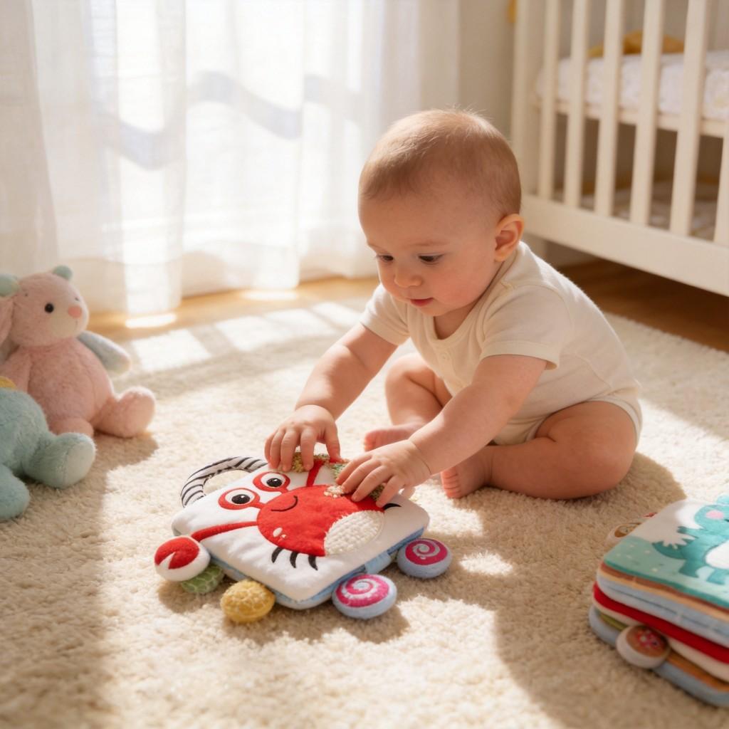 Baby Tear Resistant Cloth Book With Rattling Bell For Sensory Development And Interactive Play
