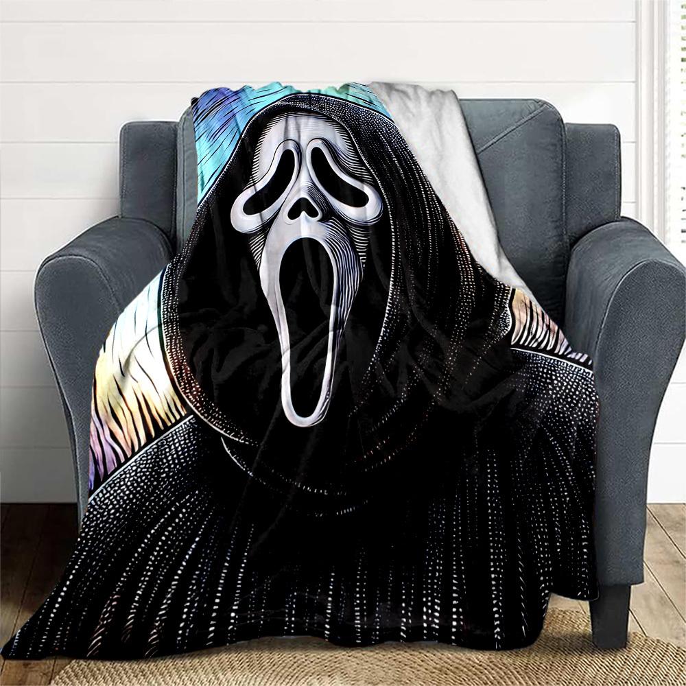 1pc Scream Outdoor Blanket Lightweight Flannel, Soft & Warm, All Season Use for Sofa, Outdoor, Camping, Living Room, Office, Chair