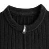 Men's Casual Color Semi-zipper Round-neck Sweater, Men's Loose Line Texture Pullover Knitted Sweater