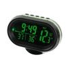 Car Thermometer Digital Clock with Dual Temperature Gauge and Voltmeter for Vehicles - 12V LED Auto Clock, Green, Celsius/Fahrenheit