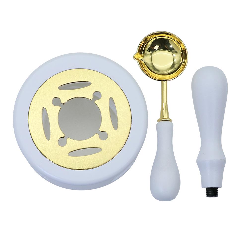 Wax Seal Melting Furnace Set with Handle & Spoon - Wooden Granule Furnace for Crafting