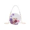 [Customized Cosmetic Bag] Canvas Light Gauze Flower Cluster Flower Patch Dating Commuting Round Cake Round Bag Beauty Storage Box White
