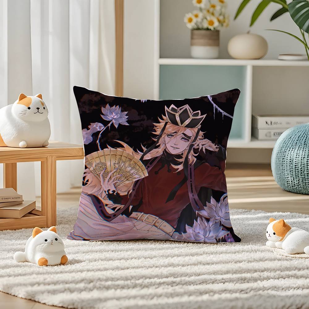Demon Slayer Shinazugawa Sanemi Anime Plush Pillow Cover Soft Short Plush Cushion Cover For Sofa Bedroom Home Decor Gift