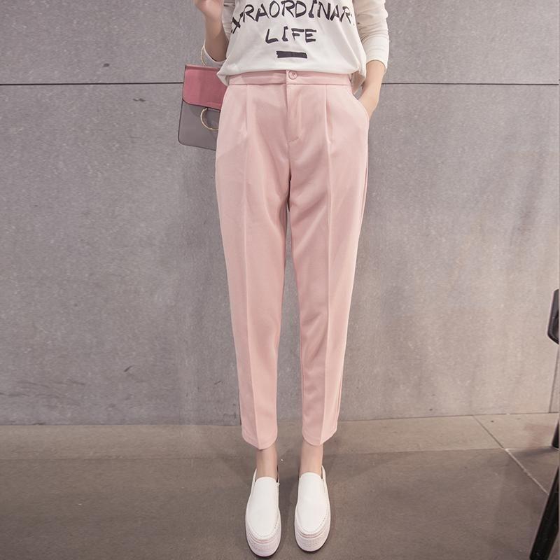 

Женские брюки гаремы с высокой талией, повседневные, облегающие, больших размеров, на все случаи жизни, укороченные XL розовый