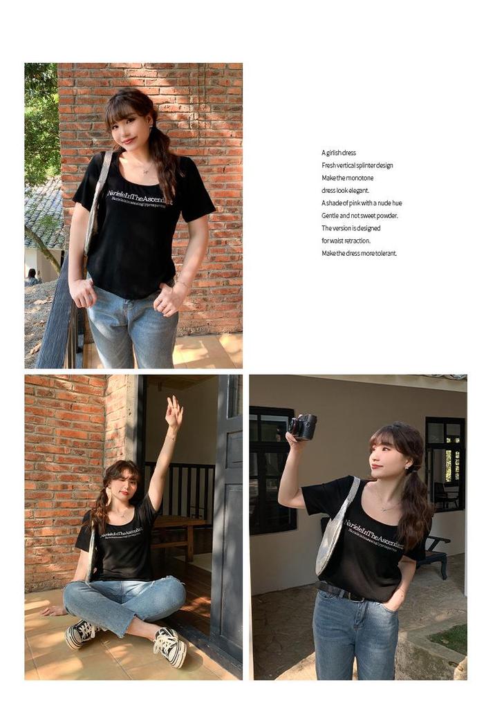 Plus Size Square Neck Embroidered Slim Fit Irregular Summer Top for Women