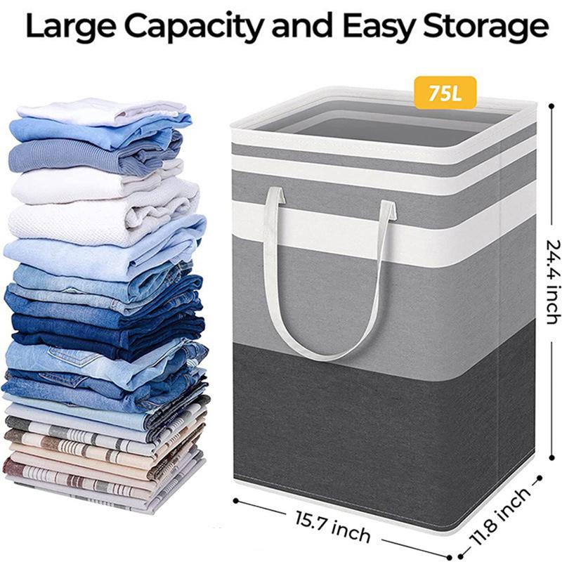 75L Folding Laundry Basket with Handles Durable Dirty Cloths Basket Hotel Bathroom Clothes Storage Bag and Toys Organizer ZYL005