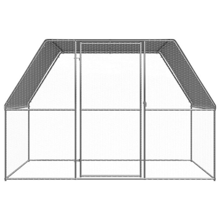VidaXL Poulaillerr, Cage à Poulet avec Porte Verrouillable, Enclos pour Poules avec Toit Extérieur, Argenté et Gris 3x2x2 m 155889