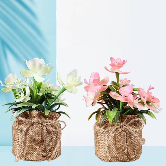 

Decorative with Linen Rope Beautiful Long Service Time Home Scentless Artificial Bonsai Artificial Bonsai Plant