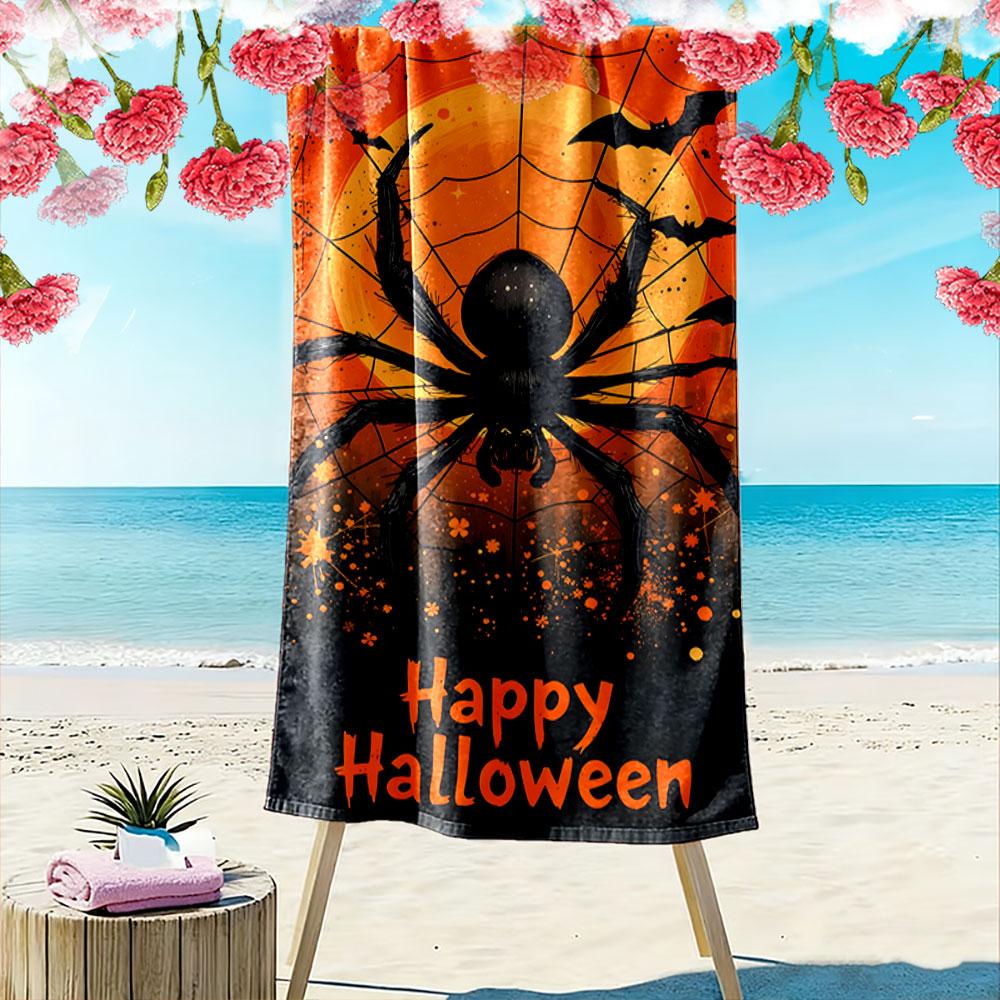 Spooky Spider Web Elegance Print Beach Towel, Quick Drying, Suitable for Travel, Outdoor Sports, Jogging, the Beach and Swimming, Gift