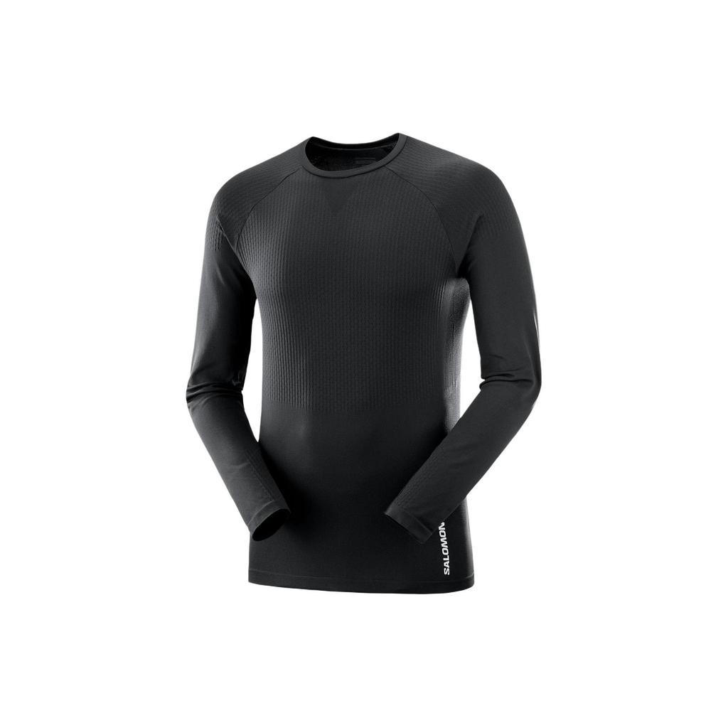 SALOMON Sense Aero Seamless Skiing Pullover Long Sleeve T-Shirt Men Tops Black LC1878100