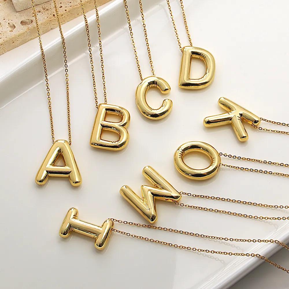 Minimalist Copper-Plated Gold Alphabet Pendant Sweater Chain Jewelry