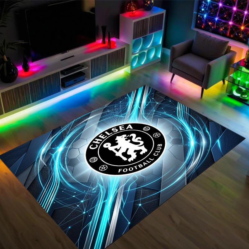 Tappeto in Velluto di Cristallo Design Chelsea FC Accogliente Non?Tappeto Stampato Antiscivolo per Camera da Letto Soggiorno Ingresso