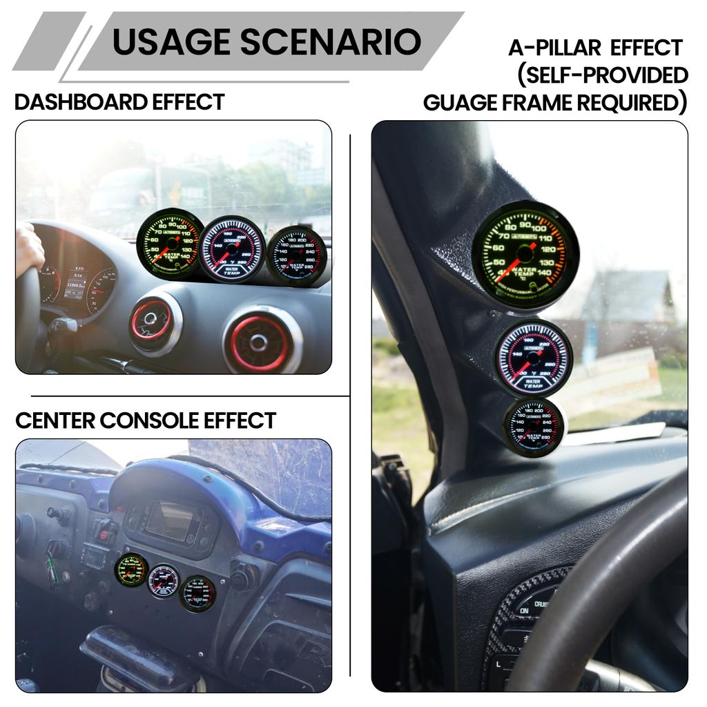 2" 52mm Water Temperature Gauge 100-280℉ Water Temp Meter LED Backlight With 1/8" NPT Sensor For Car Boat Marine Truck Universal