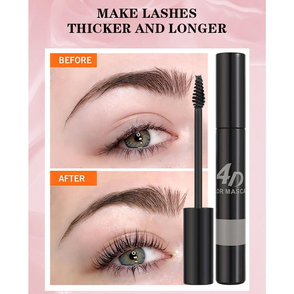 4D Mascara for Long Lengthening and Volumizing Effect Highly Pigmented Black Waterproof Formula No Smudging No Flaking Non Clumping
