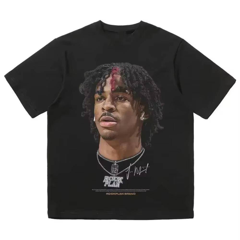 Sommer Mode Hip-Hop Basketball Gesicht Ja Morant T-Shirt Herren Damen Baumwolle Gotisch Rundes T-Shirt Y2K Harajuku Hip Hop Punk T-Shirt