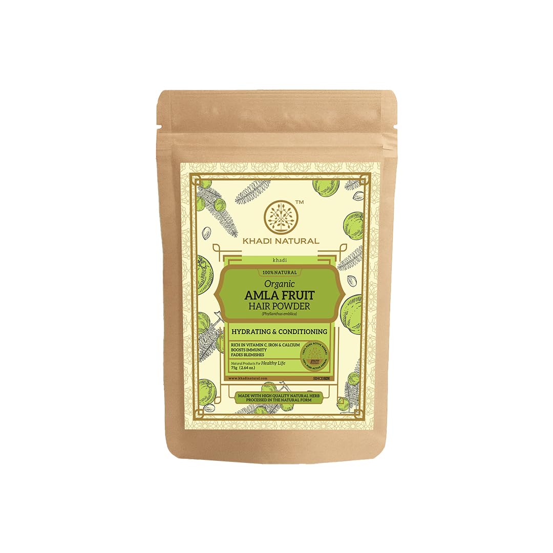 Khadi Natural Amla Organic Hair Powder 75 G Root Strength Shine Boost Scalp Care For All Hair Types