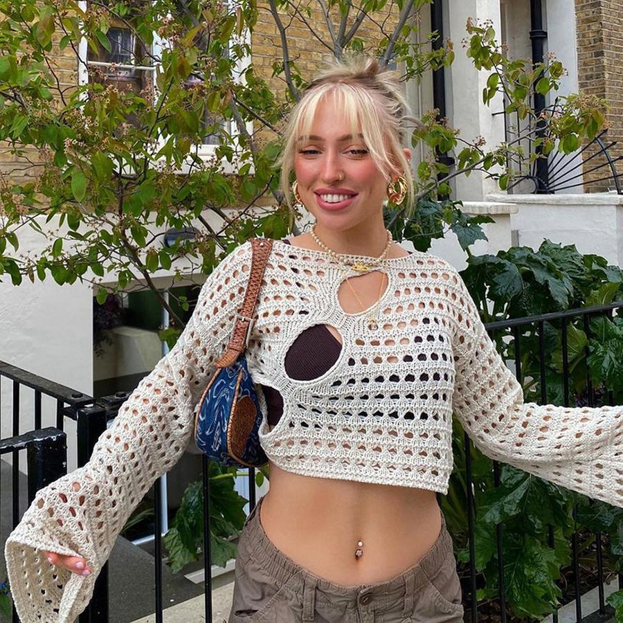 New Sexy Asymmetrical Hole Cutout Knit Women's Cover-Up in Stock