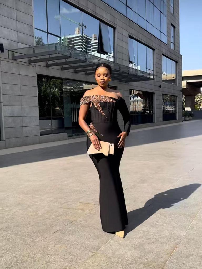 Luxury Rhinestone One-Shoulder Evening Gown - Sexy, Fashionable, Socialite Style Women's Clothing