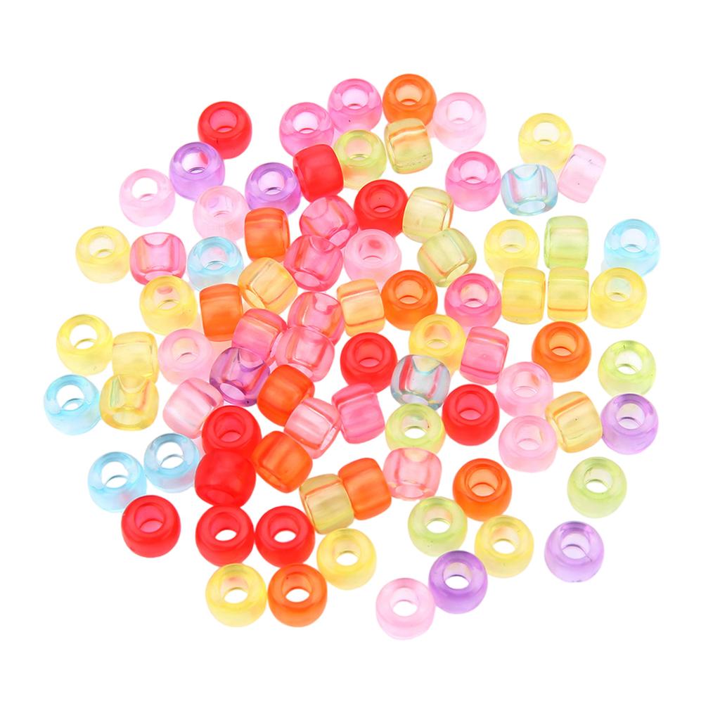 200pcs Round Colorful Acrylic Hair Beads Glow in the Dark for Kids Girls Braids and Women Fashion Hair Accessories