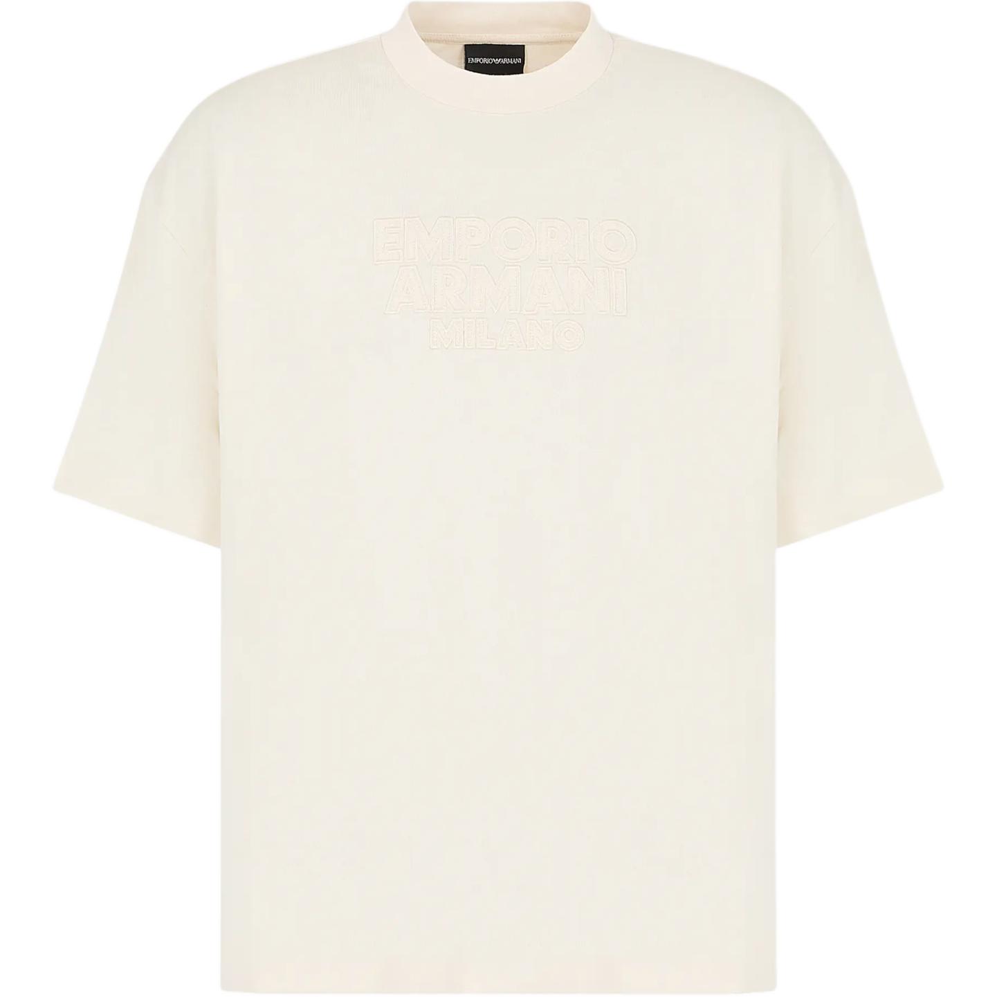 

Emporio Armani Solid Logo Round Neck Loose Short Sleeve T-Shirt Men tops Vanilla-White 3D1T93-1J0EZ-0153 M