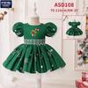 Girls' Christmas Tree Princess Puff Sleeve Party Dress