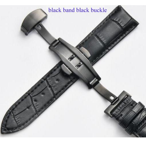 12 13 14 15 16 17 18 19 20 21 22 23 24mm Watch Band For Women Men Wristwatch Straps  Leather Double Press Butterfly Clasp