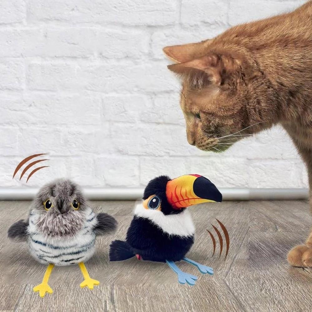 Touch Activated Chirping Bird Toy Electric Interactive Cat Toy Kitten Self-Play