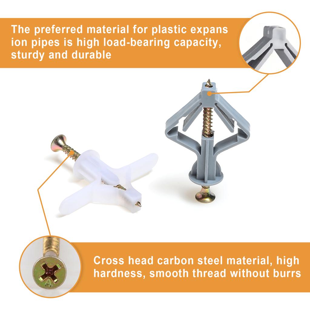 25 Sets Of Nylon Expansion Drywall Anchoring kit With Galvanized Carbon Steel Screws, Self-Drilled Wall, Special For Drywall