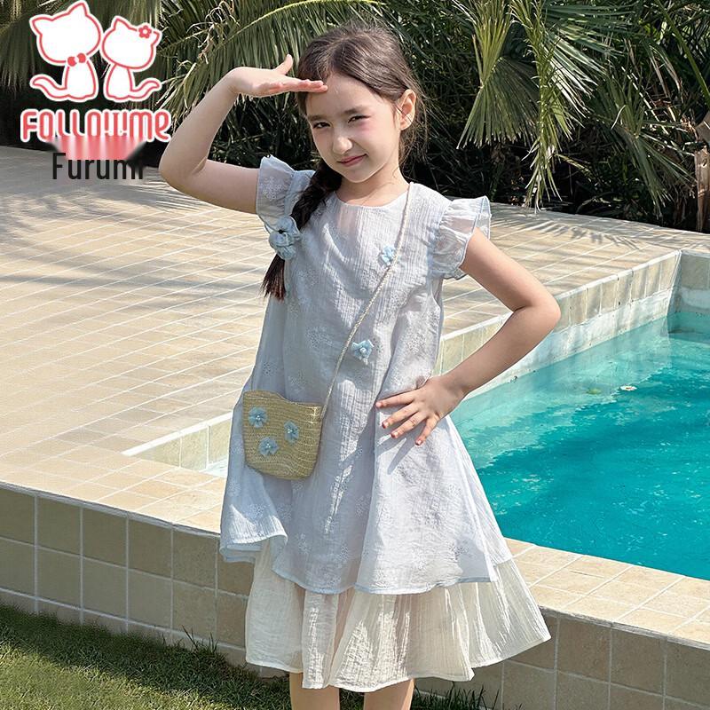 FLOOMY Girls Ruffle Trim Sleeveless Princess Dress 150 синий