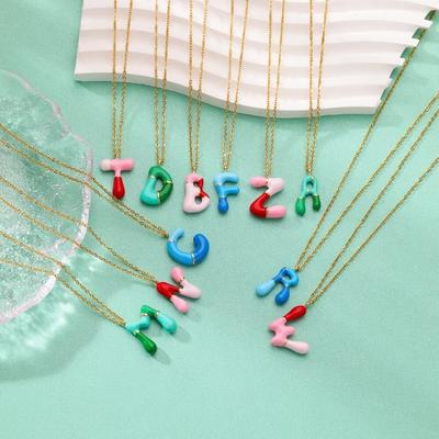 Halskette Damen Farbe Epoxid Blase Sensing Dopamin Buchstabenanhänger Englische Buchstaben Halskette