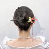 Ebony Ancient Wind Hairpin Exquisite Disk Pull Hair Glazed Beads Flowers Tassel Step Shaking Hanfu Ancient Costume Hairpin Hair Accessory