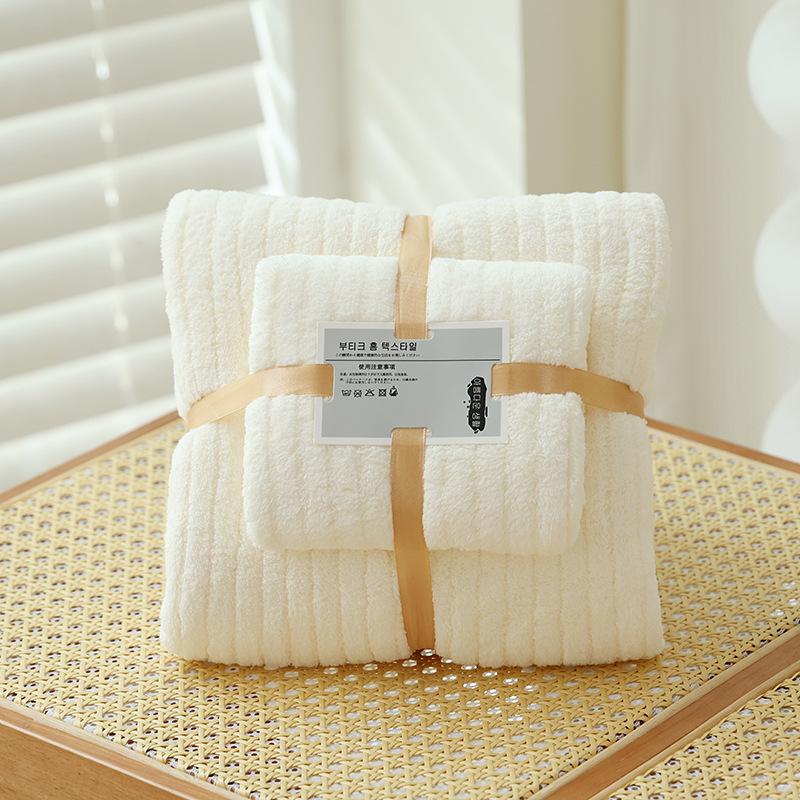 Coral fleece bath towel set washcloth 30x70 and 70x135cm, available in multiple colors, 2sets
