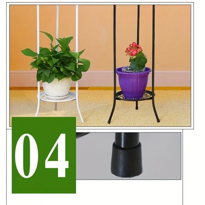 1 Pack 2-Tiered Tall Plant Stand Metal Plant ShelfSupports Rack For Indoor Outdoor Home Decoration