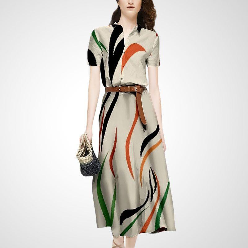 

Женское ретро платье-блузка с воротником, приталенное, с коротким рукавом Apricot Print S