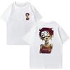 Zombie Girl Cartoon Graphic T Shirt Oversized Back Print Grunge Skull Neck Horror Tee Y2K Streetwear Cotton Short Sleeve