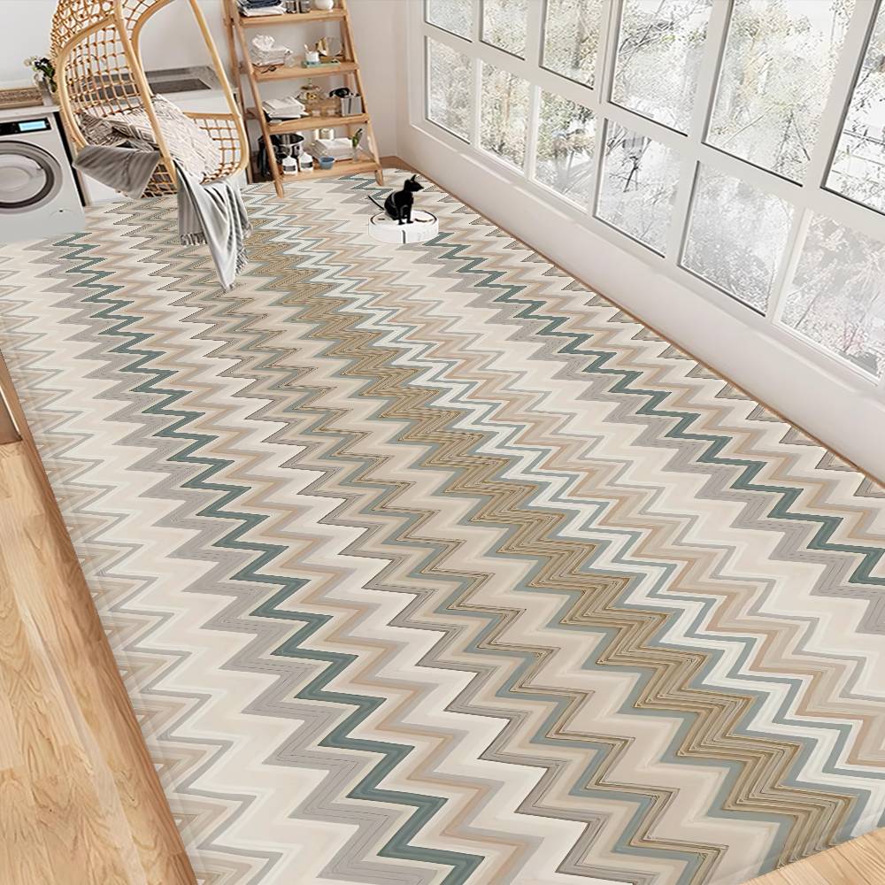 

Geometric Zig Zag Wave Room Mats Cheaper Anti-slip Modern Living Room Balcony Printed Welcome Rug 40x60cm