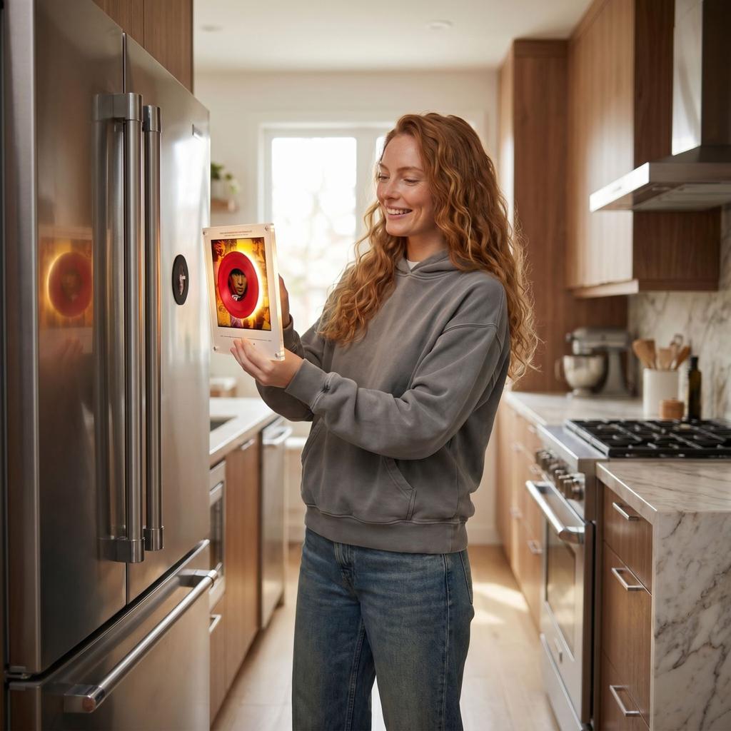 Rotating Disc Night Light with NFC Sensor Automatic Music Playback Acrylic Magnetic Refrigerator Decor Creative Display