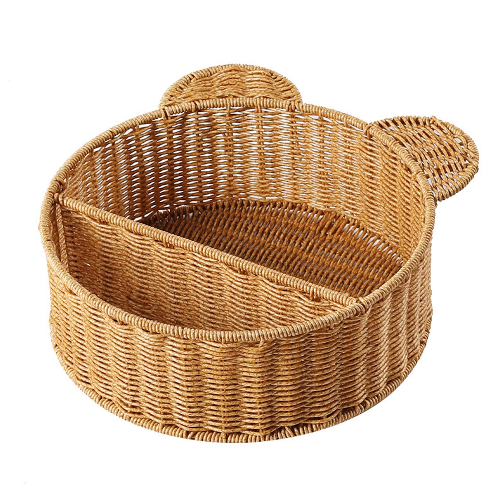

Practical Sturdy Rattan Bear Ear Wall Hanging Basket for Small Plant and Books Storage Decorative Floating Shelf