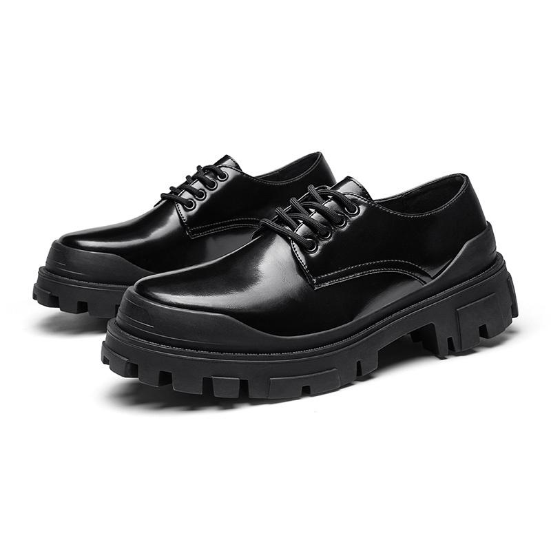 

Черные мужские кожаные туфли на толстой подошве. Модный классический минималистский дизайн. Свадебные вечеринки, отдых, бизнес, прогулки. Качественная обувь. 44 чёрный