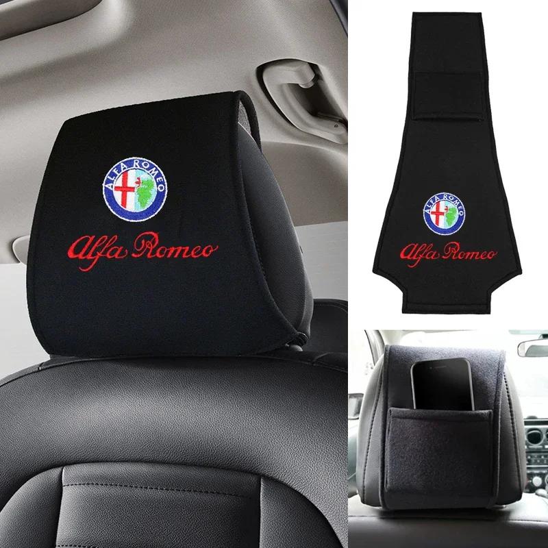 Anti-dust Car Headrest Cover Neck Pillow Case for Alfa Romeo Giulia GT 147 155 156 159 Mito Giulietta Stelvio Brera 166 Interior def789