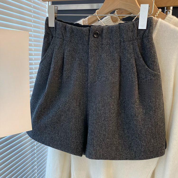 Plus Size Women s Grey Wool Blend Bootcut Shorts - Stylish Winter Pants for Petite Figures XL