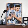 Messi and Alvarez Hugging Celebration Tinplate Poster Customized Wall Art Vintage Metal Signs Retro Tin Plaque for Office Decor