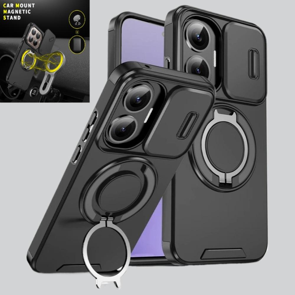 Armor Magnetic Holder Case For Xiaomi 15T 14T Pro Poco F7 X7 X6 Pro M7 C71 C75 F7 Ultra 5G Slide Camera Protection Cover