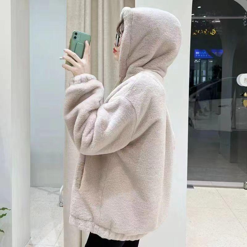 Imitation Rex rabbit plush coat women's autumn and winter new small furry coat