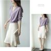 Summer Knitted Sweater Women Half Sleeve V-Neck Knitted Top Thin Loose Pearl Knitted T-shirt