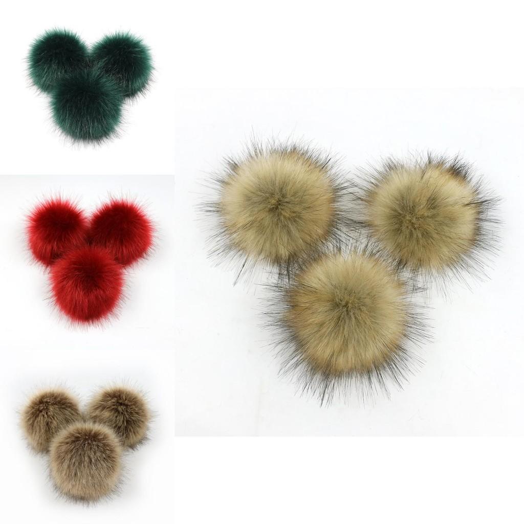 Luxuriöse DIY Damen Faux Waschbärfell Pompons Ball zum Stricken von Mützen