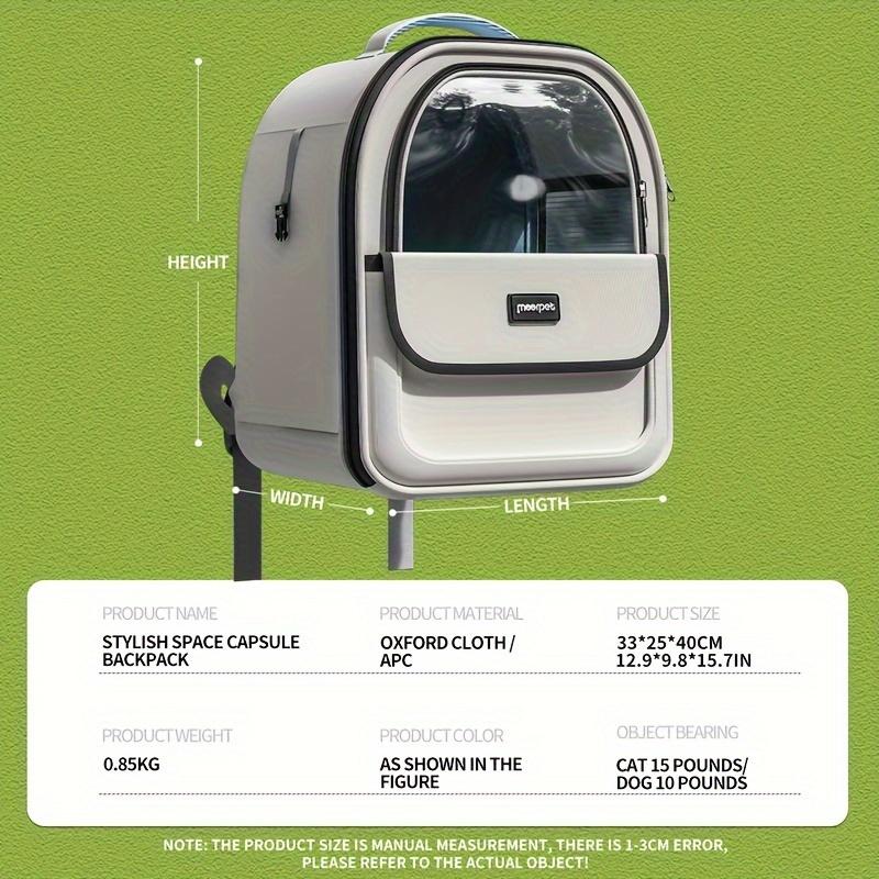 Batoh pro přepravu domácích mazlíčků, Cestovní velký batoh pro kočky, Průhledná vesmírná kapsle, Prodyšná přenosná taška, Batoh, Potřeby pro kočky a psy