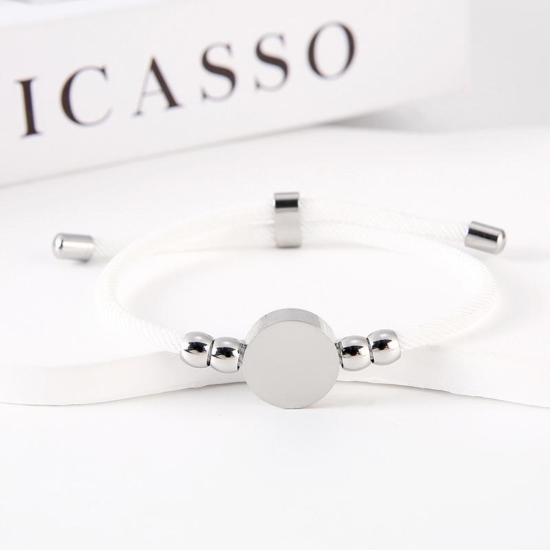 Stainless Steel Multi-Color Adjustable Bracelet with Round Tag for Laser Engraving, 15mm Hole