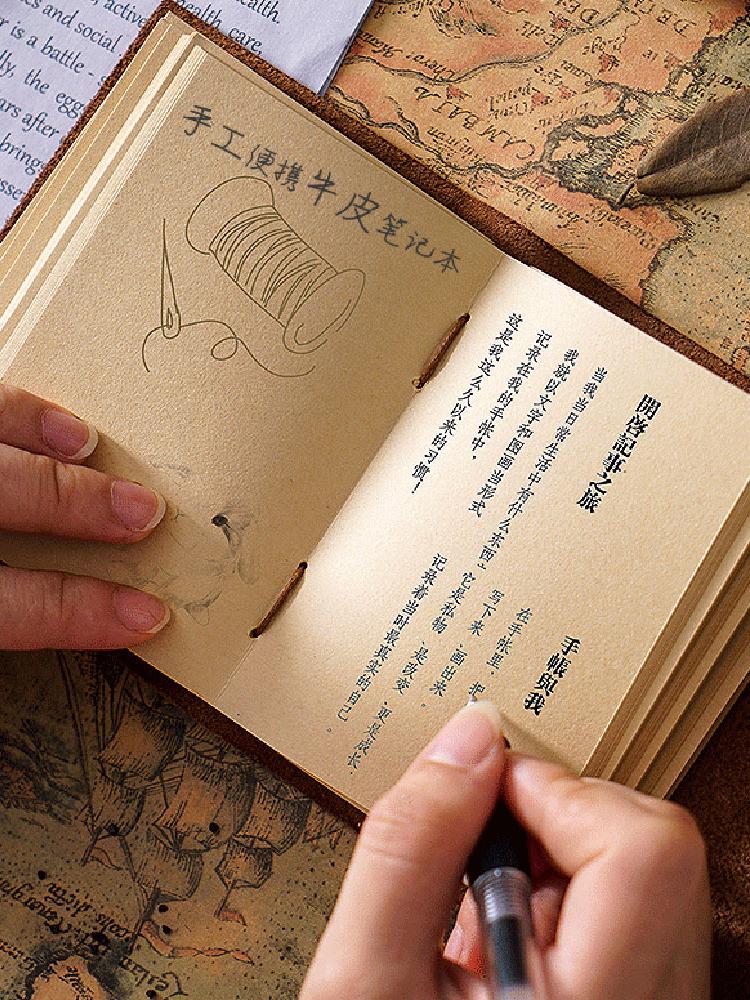 Compact Retro Pocket Notepad with Thick Blank Kraft Paper